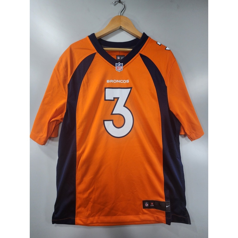 NEW! Russell Wilson #3 Denver Broncos On-Field Game NFL NIKE Jersey Orange L